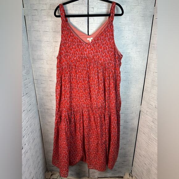Joie Dress Womens Red Cotton Sleeveless Prairiecore Cottagecore Bohemian plus SZ - Picture 1 of 9